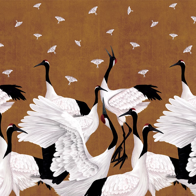 Grus-Japonesis-in-Ochre-tapet-vladila