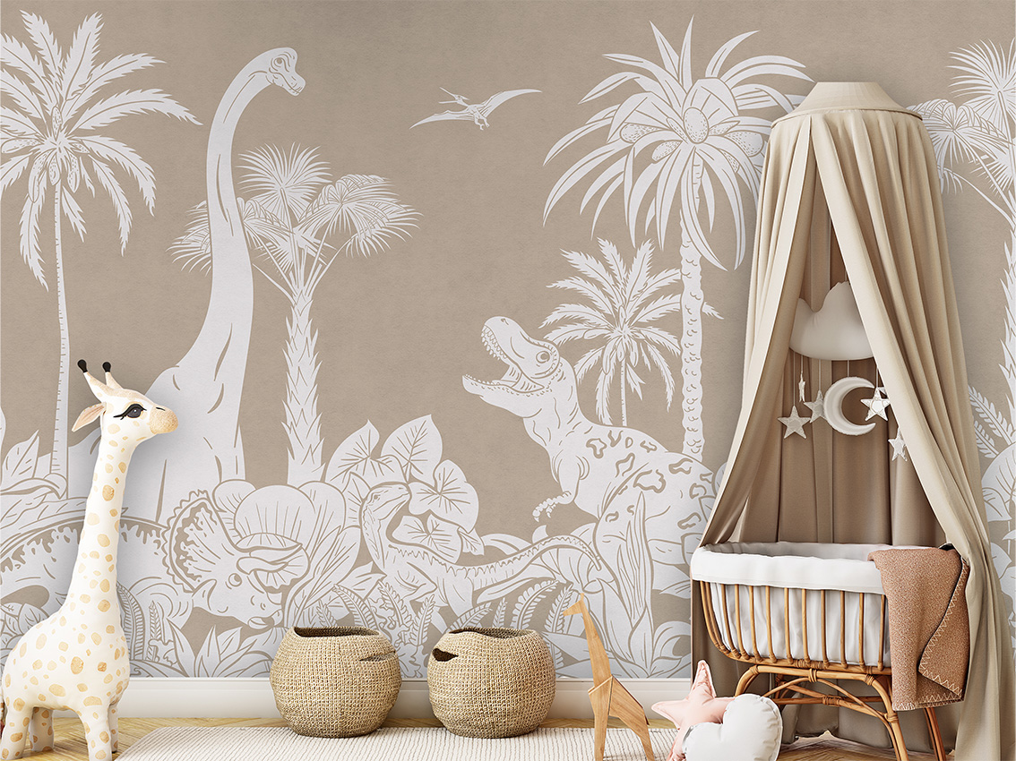 MONOCHROME_DINO_BROWN_-_Mural_-_Crib_clamboe