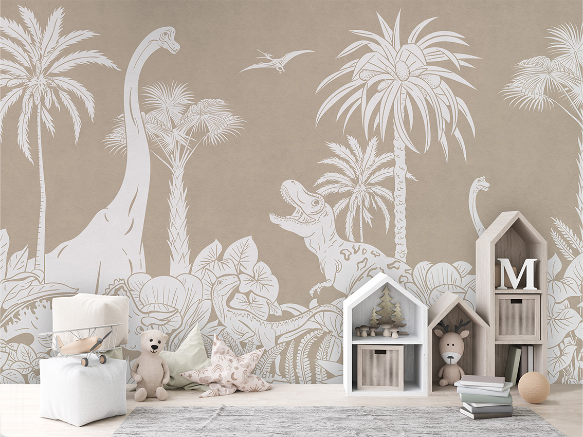 MONOCHROME_DINO_BROWN_-_Mural_-_House_cabinets