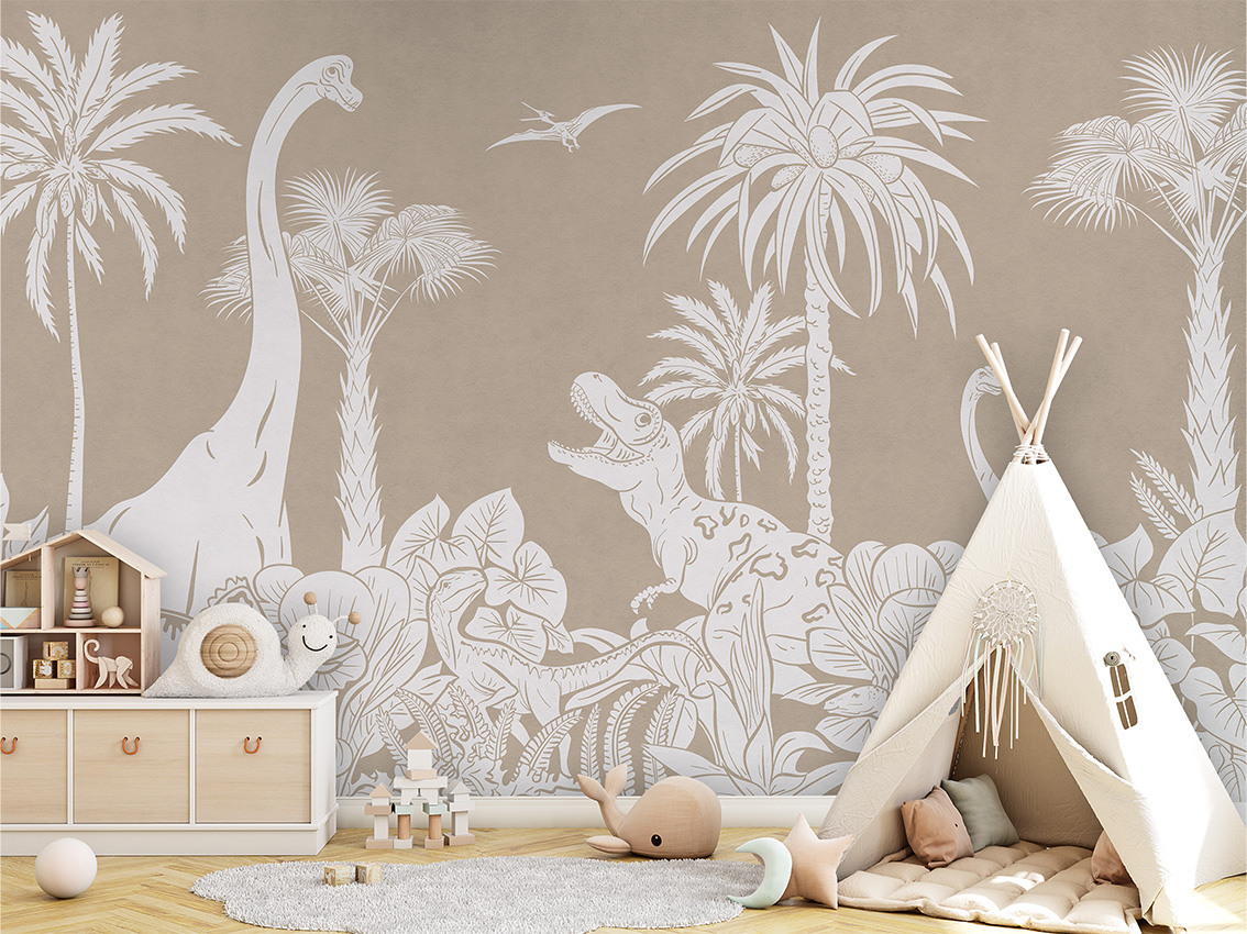 MONOCHROME_DINO_BROWN_-_Mural_-_Tipi