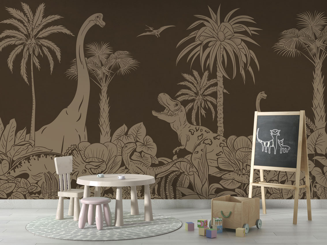MONOCHROME_DINO_BROWN_VINTAGE_-_Mural_-_School_board_-_Copy