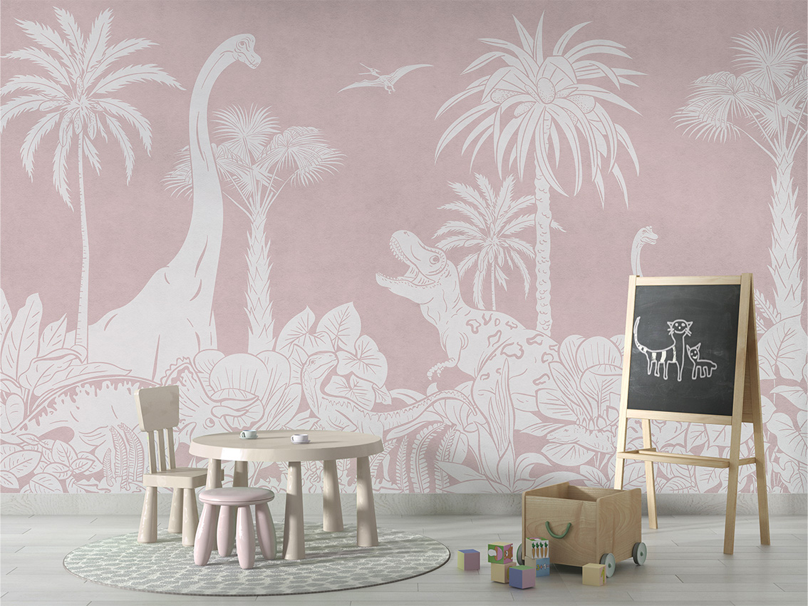MONOCHROME_DINO_PINK_-_Mural_-_School_board