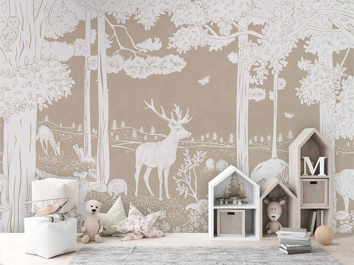MONOCHROME_FOREST_BROWN_-_Mural_-_House_cabinets
