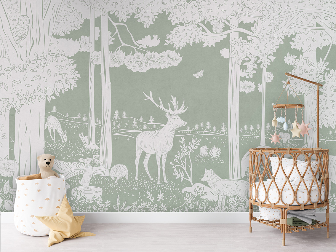 MONOCHROME_FOREST_GREEN_-_Mural_-_Crib_rotan