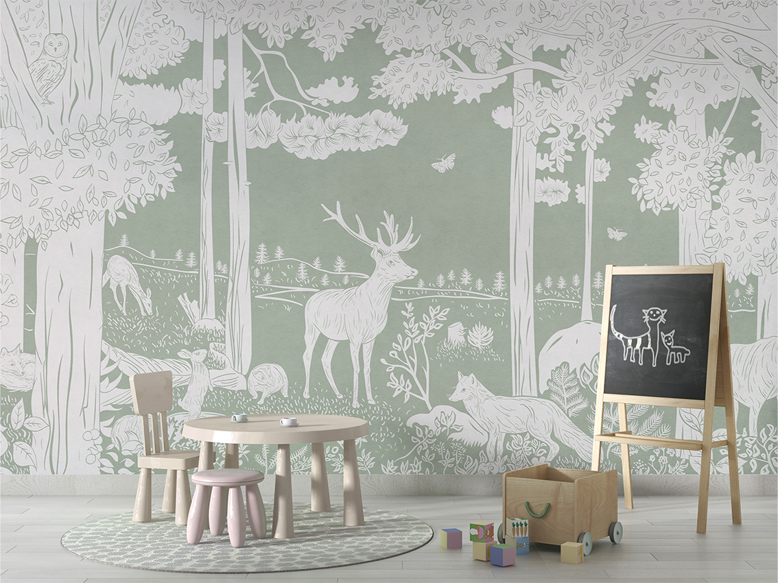 MONOCHROME_FOREST_GREEN_-_Mural_-_School_board