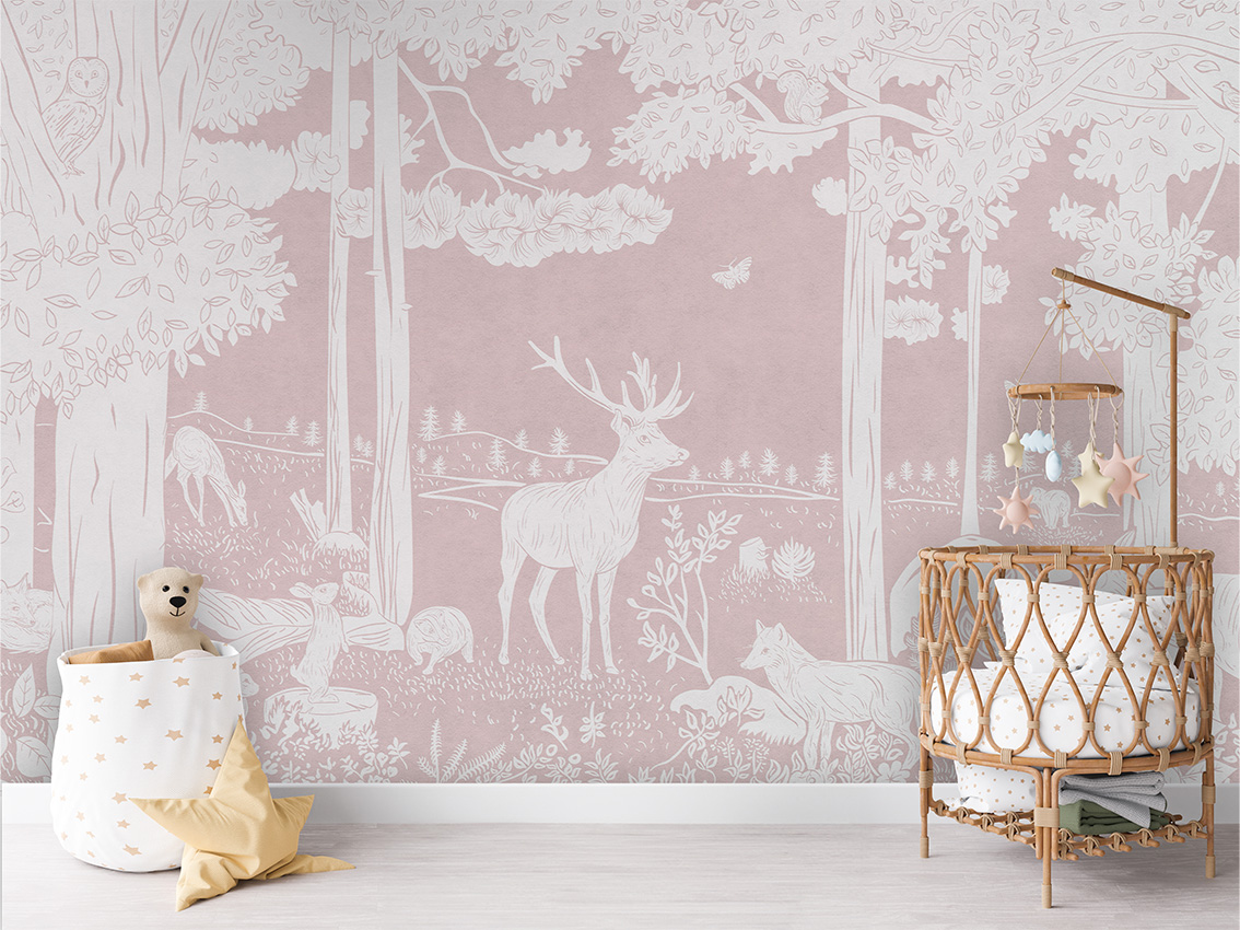 MONOCHROME_FOREST_PINK_-_Mural_-_Crib_rotan