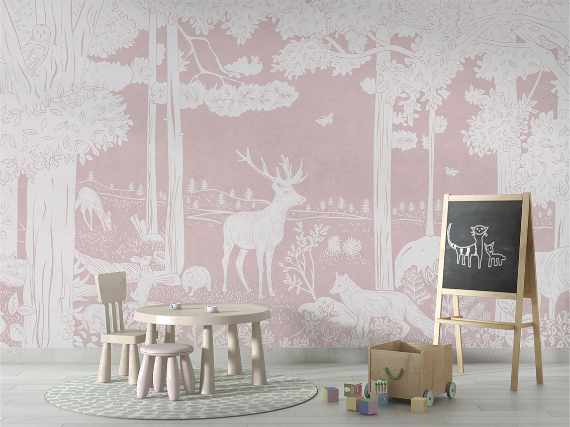 MONOCHROME_FOREST_PINK_-_Mural_-_School_board