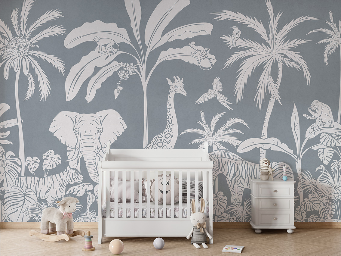 MONOCHROME_JUNGLE_BLUE_-_Mural_-_Crib_white