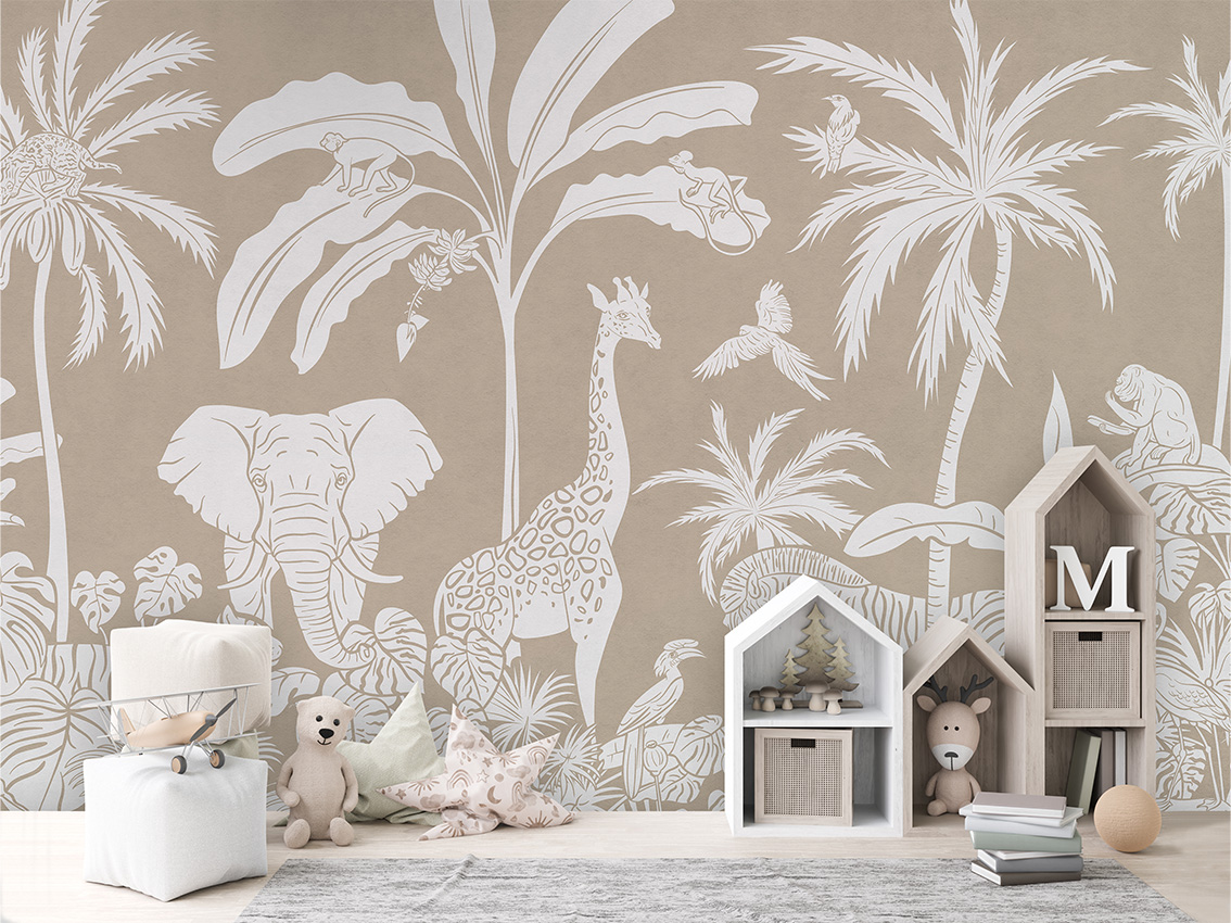 MONOCHROME_JUNGLE_BROWN_-_Mural_-_House_cabinets