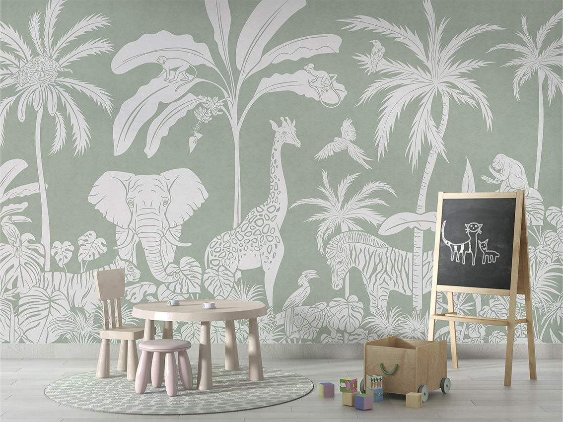 MONOCHROME_JUNGLE_GREEN_-_Mural_-_School_board