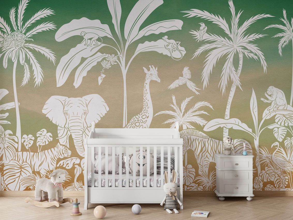 MONOCHROME_JUNGLE_GREEN_SKY_-_Mural_-_Crib_white_-_Copy