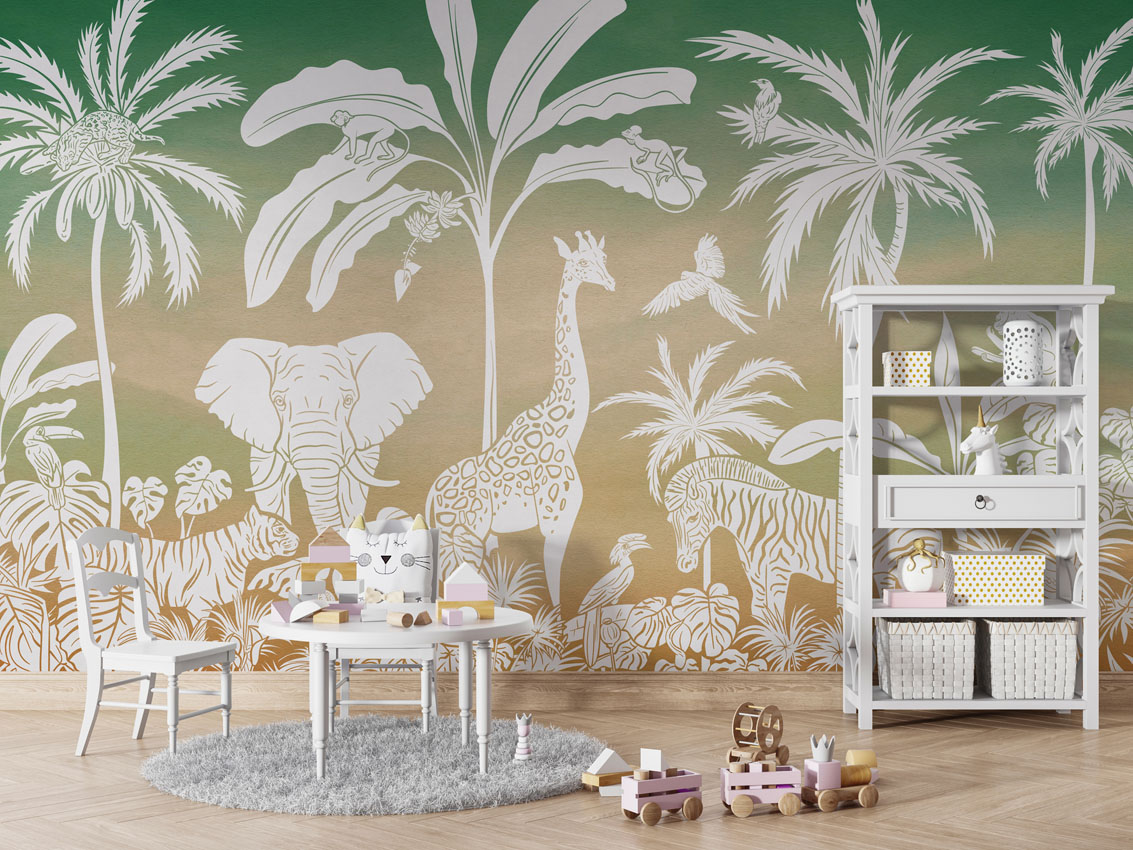 MONOCHROME_JUNGLE_GREEN_SKY_-_Mural_-_Table_and_cabinet_-_Copy