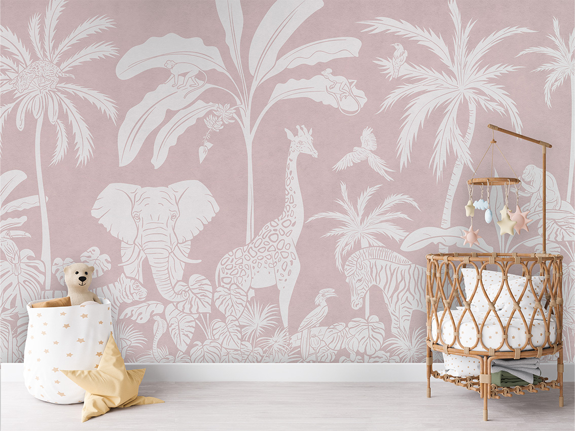 MONOCHROME_JUNGLE_PINK_-_Mural_-_Crib_rotan