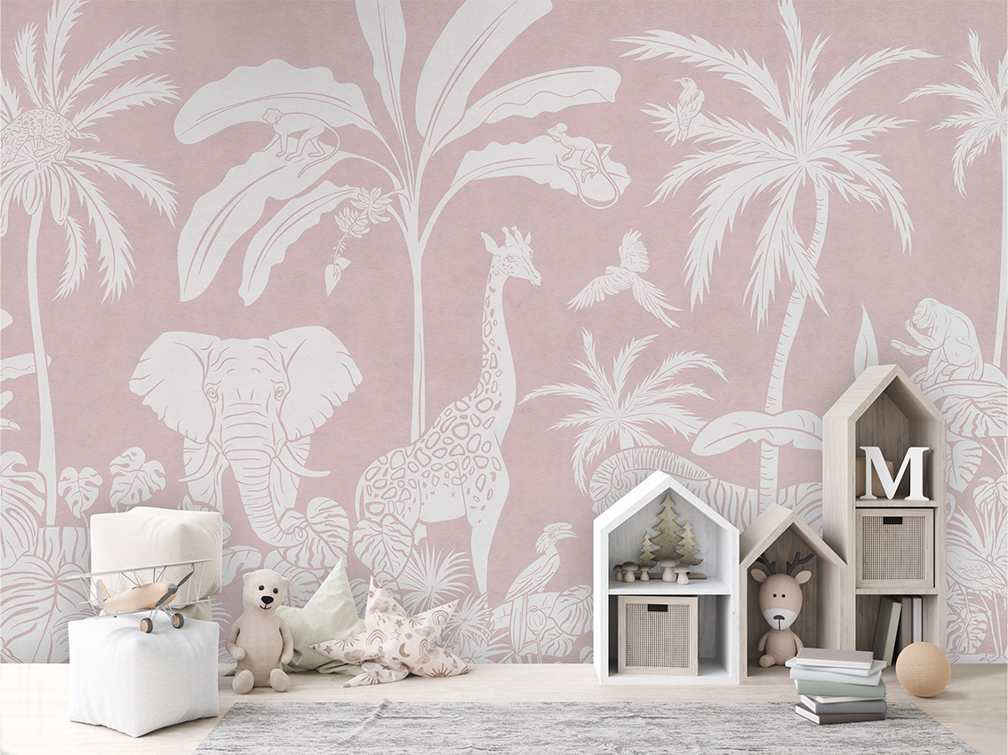 MONOCHROME_JUNGLE_PINK_-_Mural_-_House_cabinets