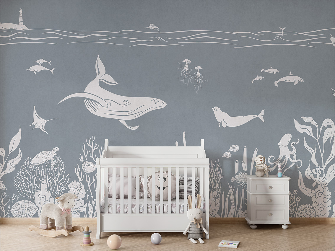 MONOCHROME_SEA_BLUE_-_Mural_-_Crib_white
