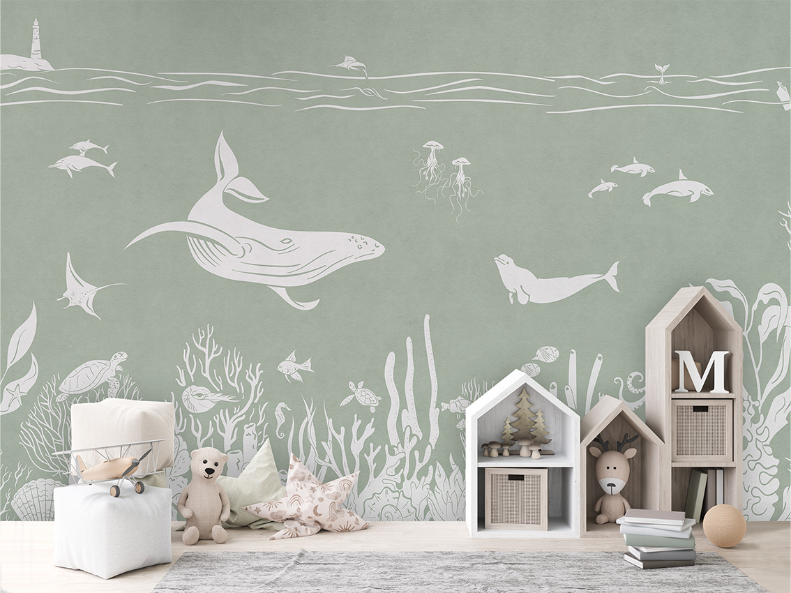 MONOCHROME_SEA_GREEN_-_Mural_-_House_cabinets