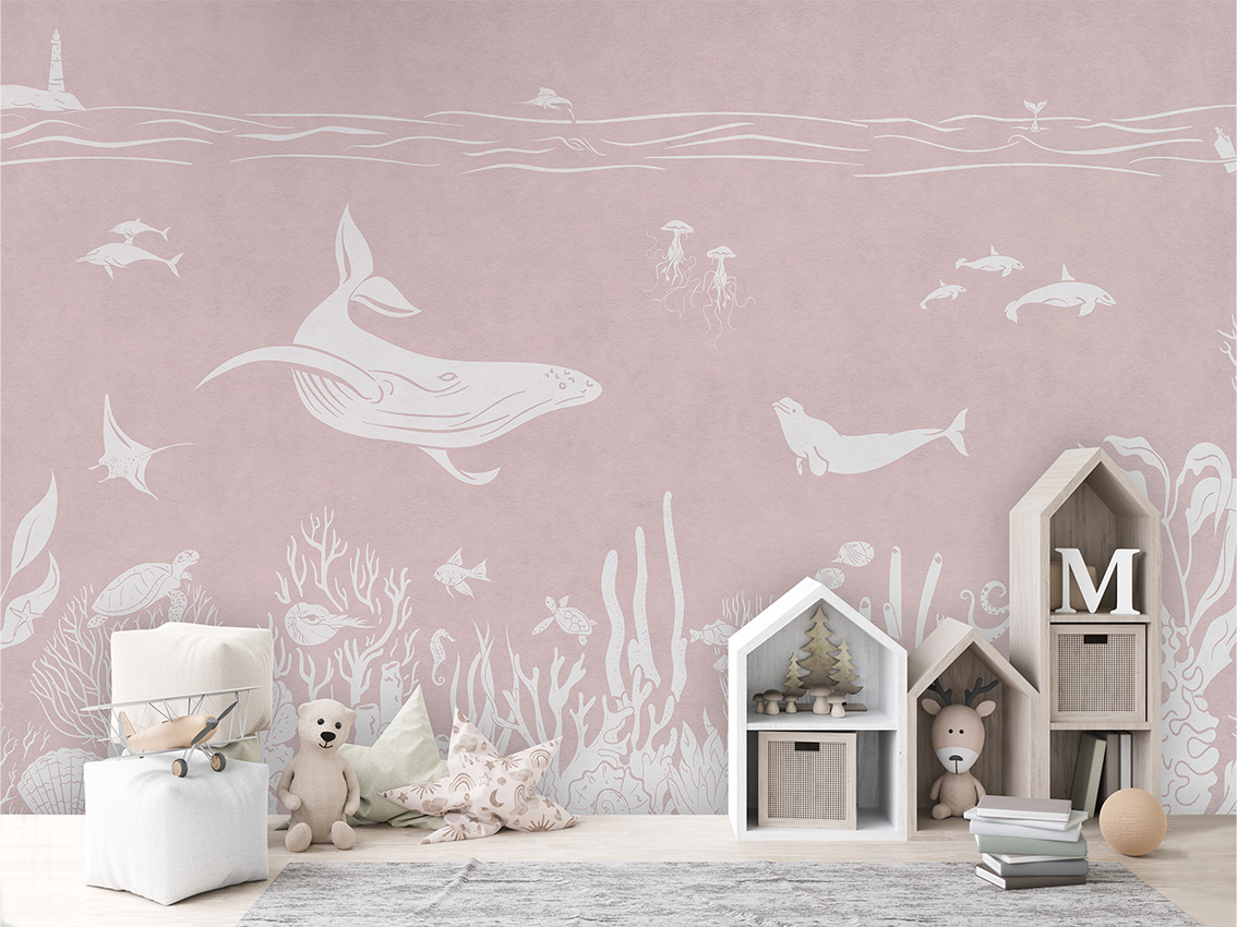 MONOCHROME_SEA_PINK_-_Mural_-_House_cabinets