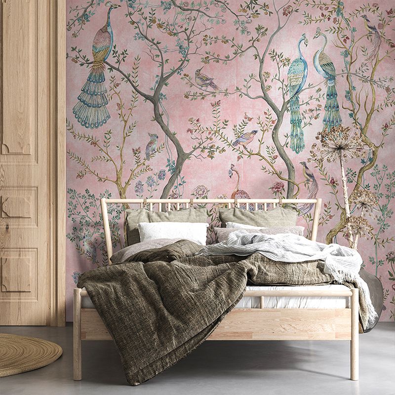 Peacock-Chinoiserie-in-Rose_tapet_vladila_1