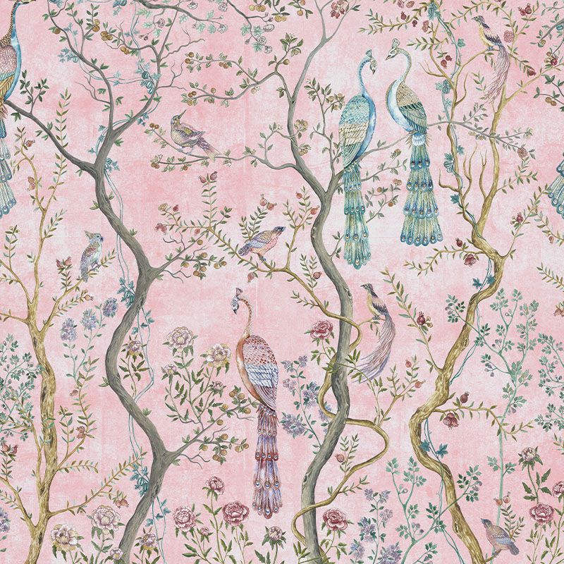 Peacock-Chinoiserie-in-Rose_tapet_vladila_3