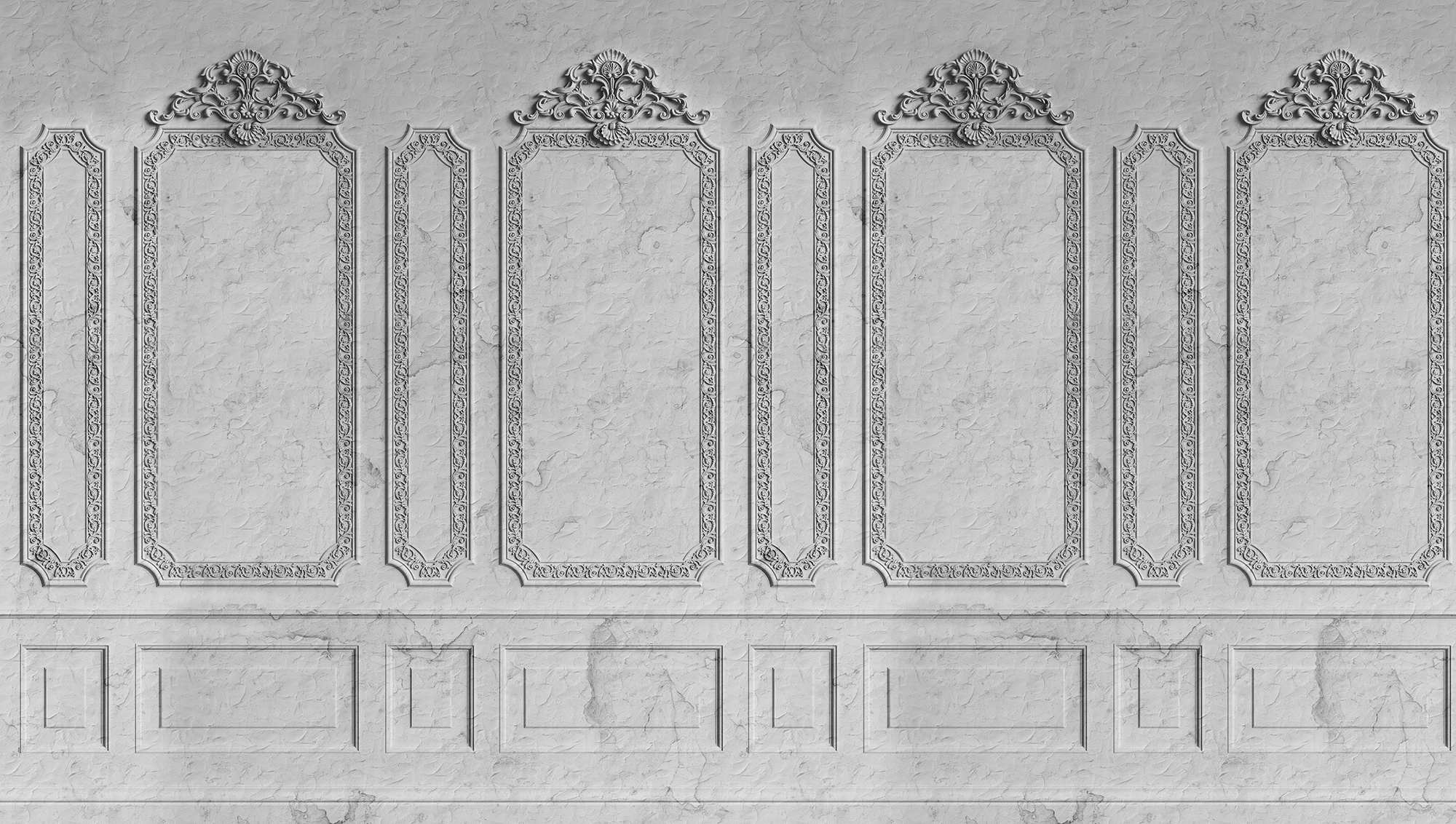 Classic interior wall with mouldings