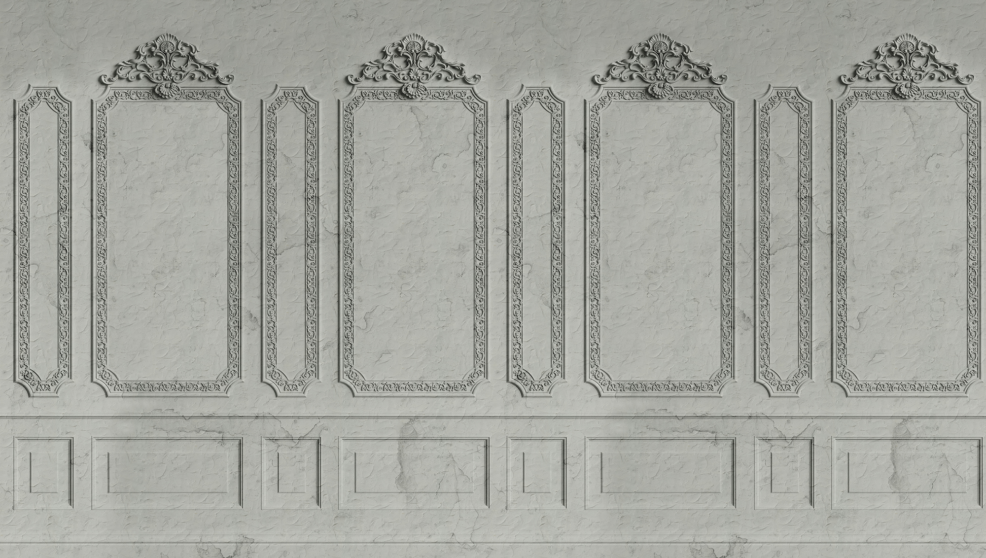 Classic interior wall with mouldings