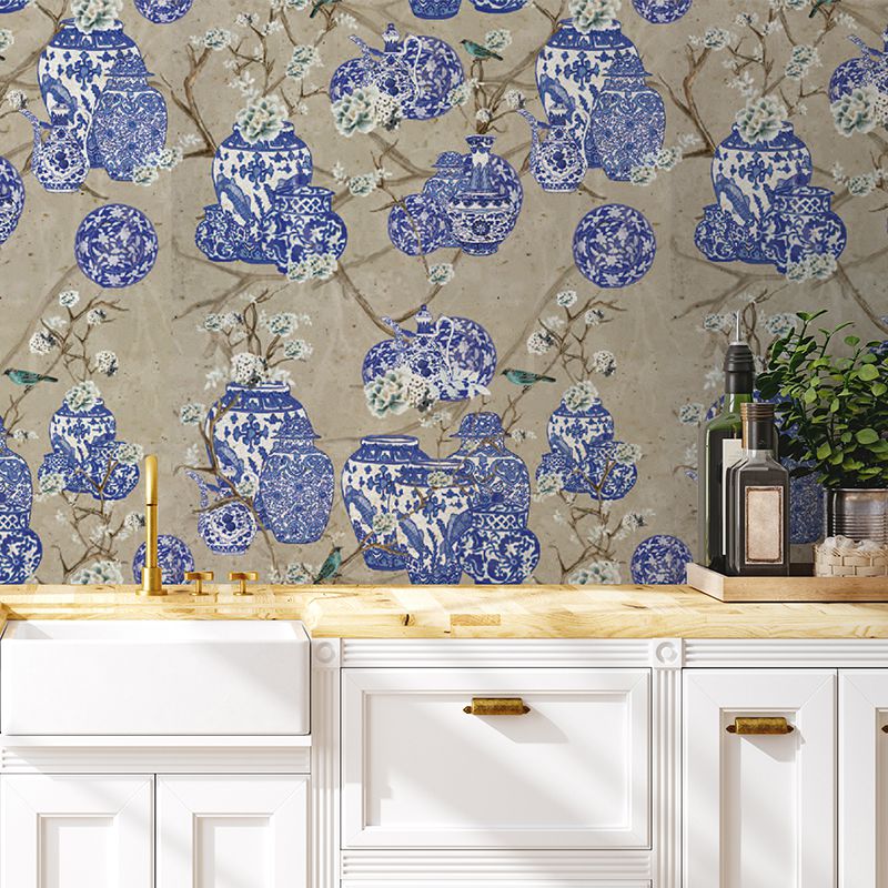 Tapet-Hydrangea-and-Ginger-Tea-Party-Cream-tapet-bucatarie