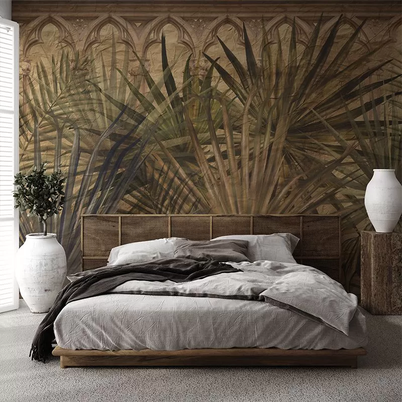 Tapet-Sepian-Palms-dormitor-vladila