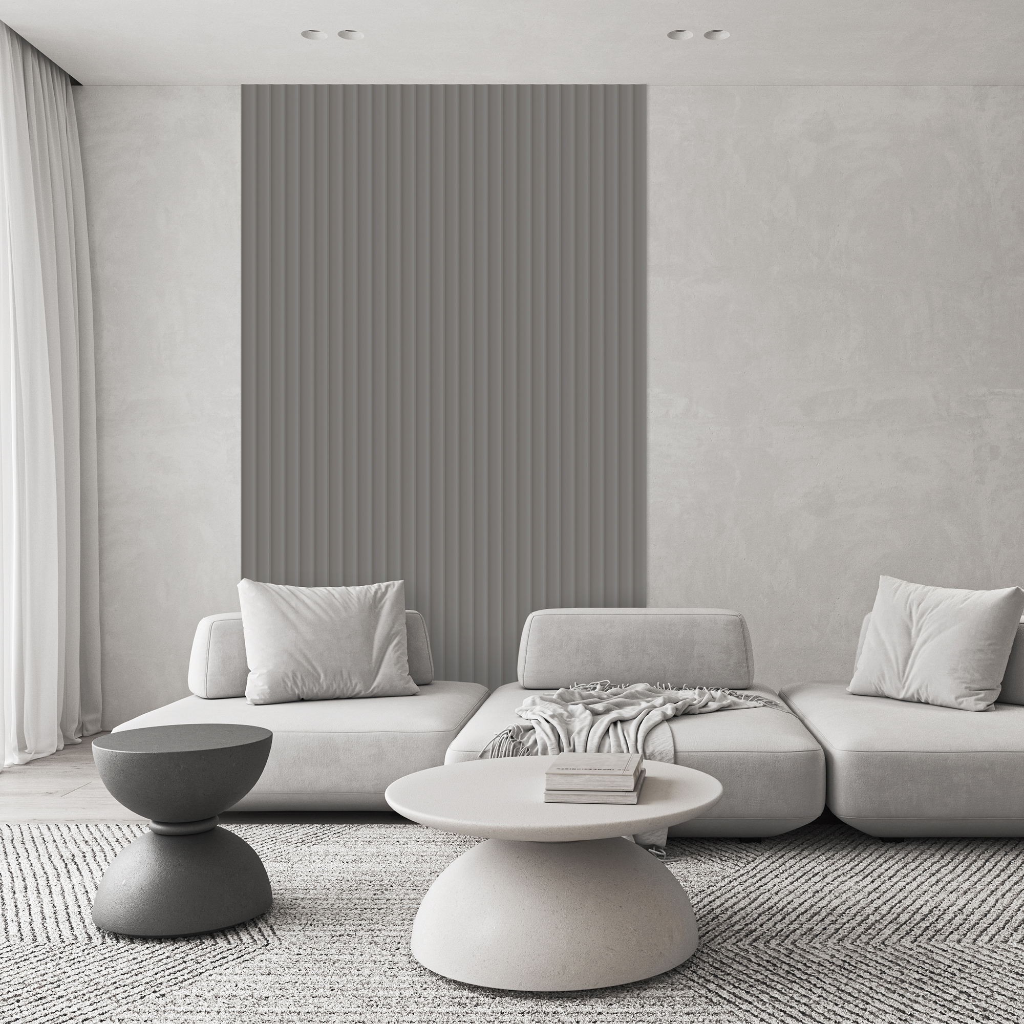Modern,Style,Conceptual,Apartment,Interior,Livingroom.,Large,Window,With,Curtain