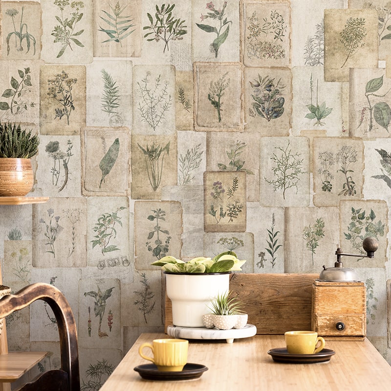 tapet-bucatarie-vintage-herbarium